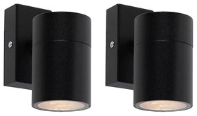 Set di 2 lampade da parete per esterni in acciaio inox nero IP44 - Solo