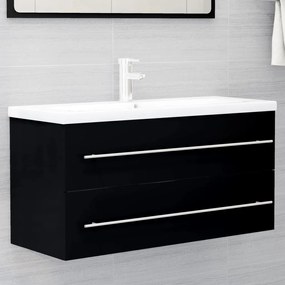 Mobile Lavabo Nero 100x38,5x48 Cm İn Legno Multistrato /