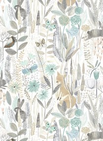 Harlequin Carta da parati Hide and Seek - Linen/ Duck Egg/ Stone
