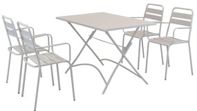 ROMANUS - set tavolo in alluminio e teak cm 110 x 70 x 72 h con 4 poltrone Romanus