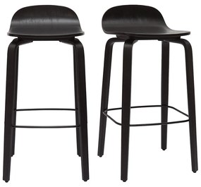 Sgabelli da bar vintage legno nero (set di 2) OBRA