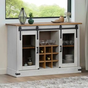 Credenza Halden 2 Ante Scorrevoli 112x40x80 Cm Legno Massello /