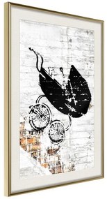 Poster  Banksy: Baby Stroller  Cornice Quadri Cornice d'oro con passe-partout, Larghezza x Altezza Home decor 40x60