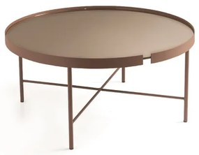 Tavolino tondo in metallo con vetro Bronzo e base Corten CHRIS 80