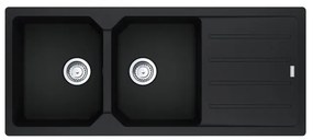 Lavello sopratop 2 vasche con gocciolatoio laterale destro o sinistro FRANKE City fragranite L 50 x L 116 cm nero