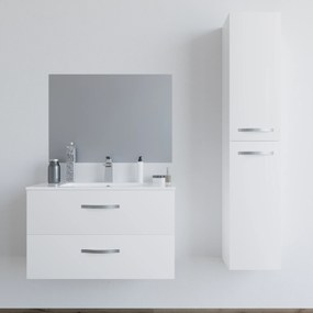 Mobile bagno LINDA80 Bianco con lavabo specchio e colonna - 8280