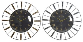 Orologio da Parete DKD Home Decor Vetro Argentato Dorato Ferro (2 pezzi) (70 x 7 x 70 cm)