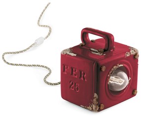 Lumetto Vintage Industrial Cubica Ferro Ceramica Bordeaux 1 Luce E27