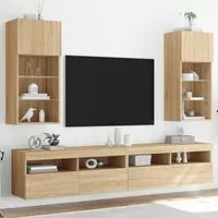 Mobili TV con Luci LED 2pz Rovere Sonoma 40,5x30x90 cmcod mxl 86174