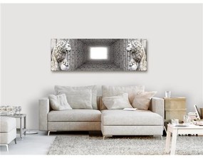 Quadro Light in the Tunnel (1 Part) Narrow  Colore bianco e nero, Dimensioni e Misure 135x45