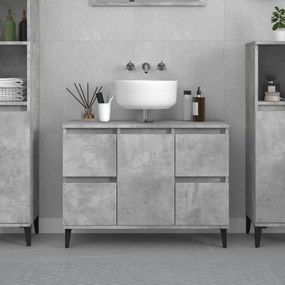 Mobile lavabo grigio cemento 80x33x60 cm in legno multistrato