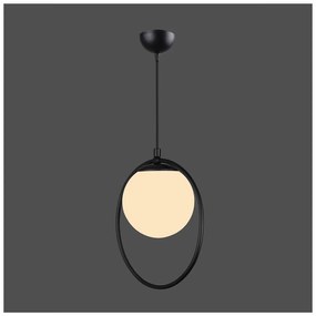Lampada a sospensione in metallo nero con paralume in vetro ø 15 cm Ates - Squid Lighting