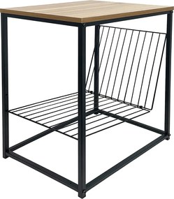 Tavolino portariviste con piano legno 40x57,5x30 cm