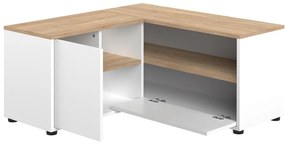 Tavolo TV in rovere decorato in bianco e naturale 90x45 cm Angle - TemaHome