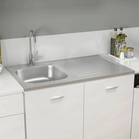 Lavello Da Cucina Con Scarico Argento 1000x600x155 Mm Acciaio /