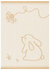 Tappeto anallergico per bambini giallo e beige 170x120 cm Rabbit and Bee - Yellow Tipi