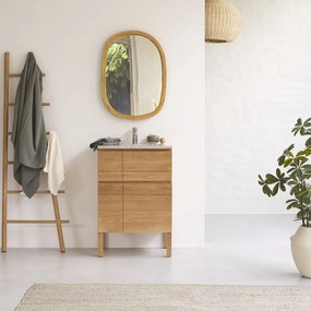 Tikamoon - Mobile per il bagno in legno di rovere e battuto di terrazzo premium pink da 60 cm Easy