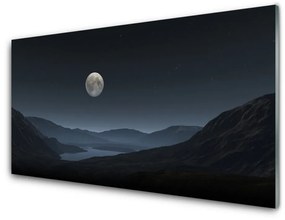 Quadro acrilico Paesaggio notturno della luna 100x50 cm