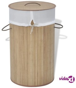 vidaXL Cesto Portabiancheria in Bambù Rotondo Colore Naturale
