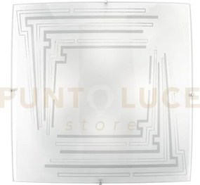 Plafoniera concept bianca 4 luci attacco e27 50x10,5x50cm in vetro ...