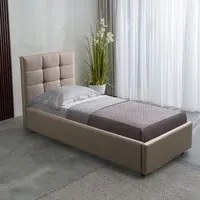 Letto singolo con contenitore Napoli ecopelle colore tortora