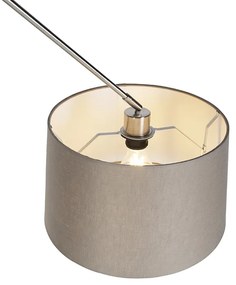 Lampada a sospensione in acciaio con paralume in lino color tortora 35 cm - Blitz