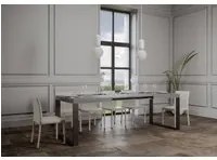 Tavolo da Pranzo Tecno Allungabile 90x160 Allungato 420 in Nobilitato e Ferro Colore: Cemento