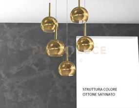 Sosp. ottone sat. rettangolare 5 luci vetri tutti piccolo oro 1155o...