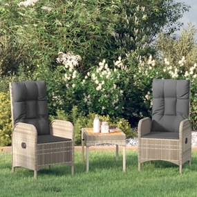 Sedie da giardino 2 pz in polyrattan grigio