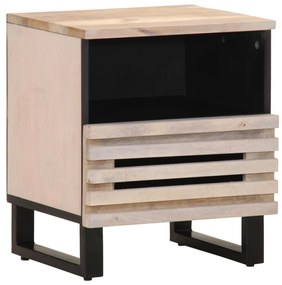 Comodino 40x34x46 Cm İn Legno Massello Di Mango Sbiancato /