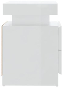 Comodino Bianco Lucido 45x35x52 cm in Legno Multistrato