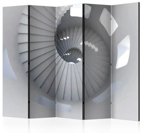 Paravento separè Scale a Spirale II (5-parti) - astrazione con architettura bianca