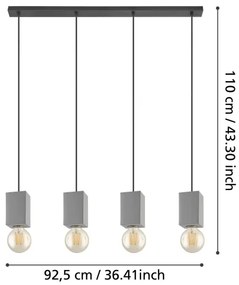 Eglo 43598 - Lampadario su corda PRESTWICK 4xE27/40W/230V