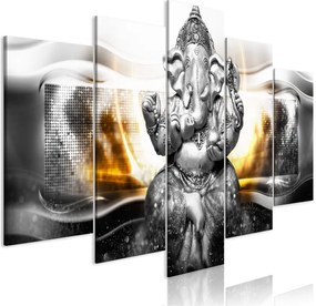 Quadro Buddha Style (5 Parts) Silver Wide  Colore Argento, Dimensioni e Misure 100x50