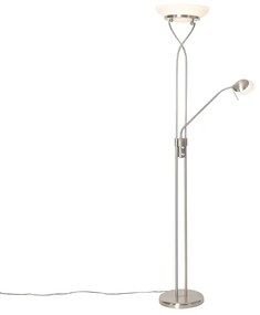 Lampada da terra in acciaio con LED, dimmer e lampada da lettura - Empoli