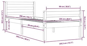 Giroletto Nero in Legno Massello 100x200 cm