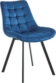 Sedia da pranzo in velluto Blu e gambe metallo nero - Roma 2 sedie