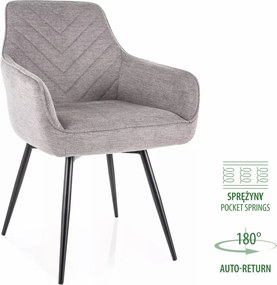 Sedia Servio Brego grigia con auto-return – 55x45x88 cm