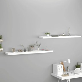 Scaffali A Parete 2 Pz Bianchi 120x23,5x3,8 Cm İn Mdf /