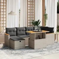 Set Divani da Giardino 7 pz con Cuscini Grigio in Polyrattan 3276042