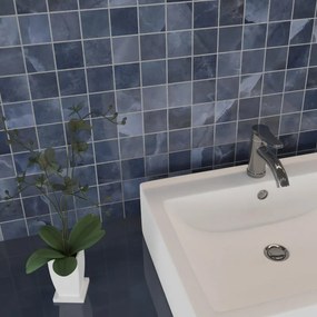 Mosaico in gres porcellanato Venus Blue Quadrati blu lucido L 6.5 x L 33 cm, 7 pezzi