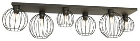 Plafoniera Minimal Industrial Geb 6 Luci Lineari Nera