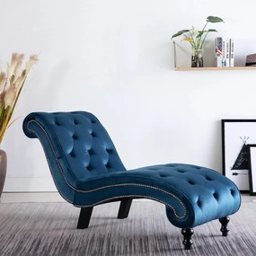 Sedia A Sdraio Blu İn Velluto /