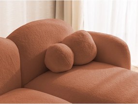 Divano angolare color terracotta (con penisola a destra/con chaise lounge) con rivestimento in bouclé Orbit – Ropez