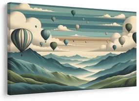 Quadro su tela – Mongolfiere sopra paesaggio montano