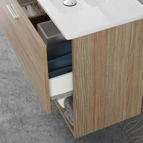 Mobile bagno sospeso 80 rovere tropea con lavabo e specchio LED Martha