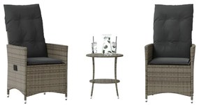 Set Da Bistrò 3 Pz Con Cuscini Grigio İn Polyrattan /
