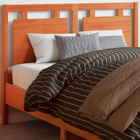 Testiera Marrone Cera 135 Cm İn Legno Massello Di Pino /