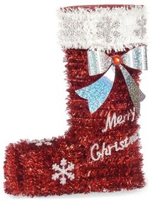 Statua Decorativa Calza di Natale Tinsel Bianco Rosso polipropilene PET 18 x 23 x 8 cm (12 Unità)