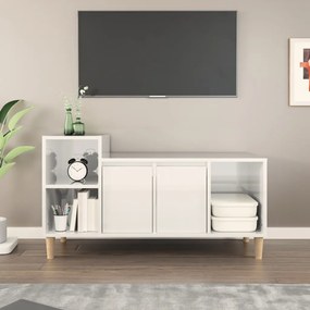 Mobile Porta Tv Bianco Lucido 100x35x55 Cm İn Legno Multistrato /